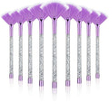 9 Pieces Facial Fan Mask Brushes, Soft Facial Applicator Brushes Tools for Peel Glycolic Makeup for Mud Cream(Purple, Silver)