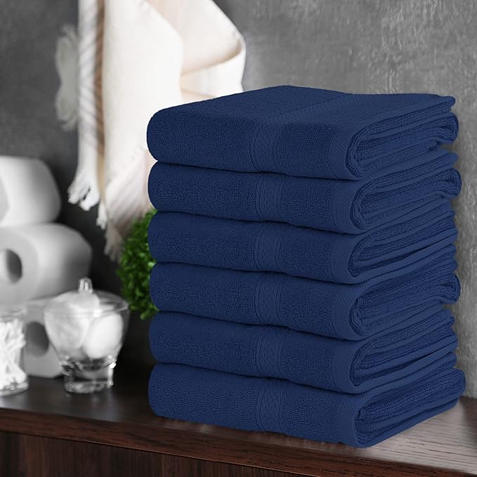 Utopia Towels [6 Pack Premium Hand Towels Set, (16 x 28 inches) 100% Ring Spun Cotton, Ultra Soft and Highly Absorbent 600GSM Towels for Bathroom, Gym, Shower, Hotel, and Spa (Navy Blue)
