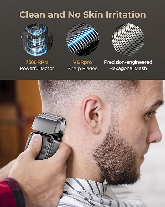 Hair Clippers & Trimmers Set for Men Professional, Waterproof Electric Razor Foil Shaver for Men Face Beard, Cordless for Hair Cutting, 4-Speed Setting, LED Battery Display, Barber or Home Use
