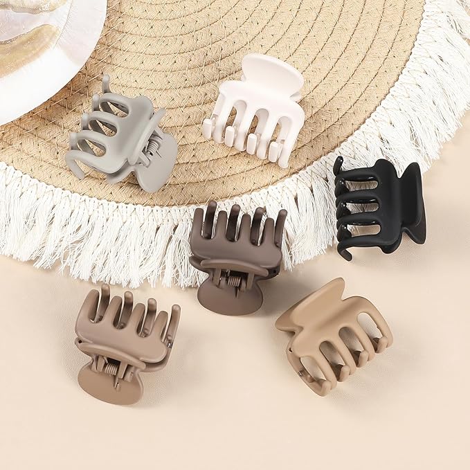 Hair Clips for Women 6 Pack Small Claw Clips, No Slip Strong Hold Hair Clips for Thin Hair, Matte Hair Accessories for Women and Girls, Everyday Styling (Regular)