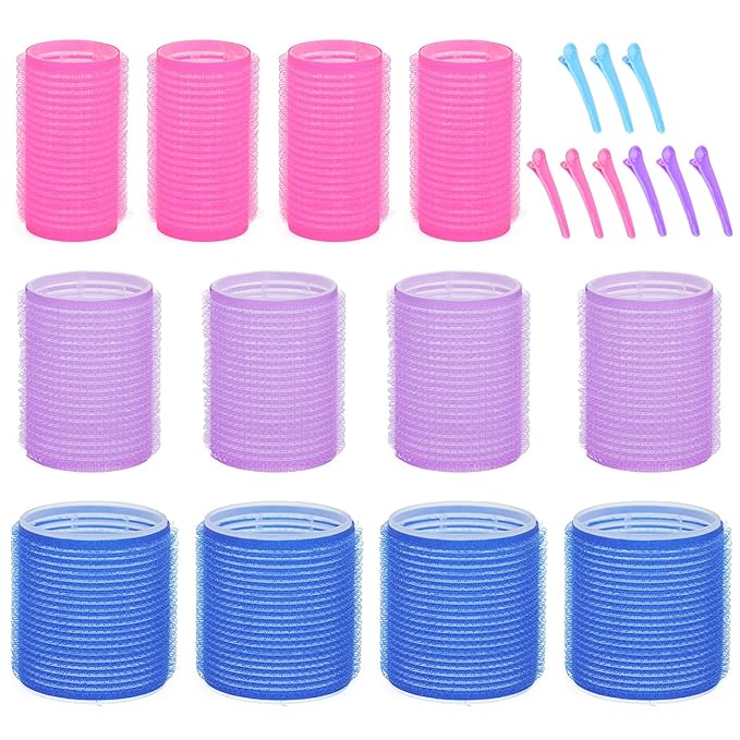 Hair Rollers for Blowout Look Long Hair, 21 PCS Self Grip Hair Rollers for Long Medium Short Hair Styling Curling Tools DIY Hair Curlers to Sleep In