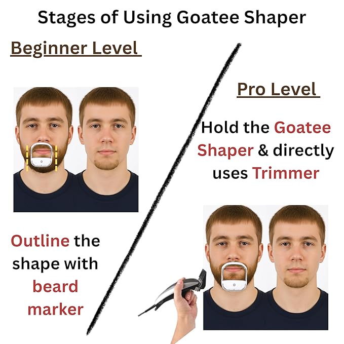 Goatee Beard Shaper Template for Men, Goatee & Beard Trimming Shaving Kit, Saves Time (Blue)