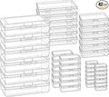 Goodma 42 Pieces Mixed Sizes Rectangular Empty Mini Clear Plastic Organizer Storage Box Containers with Hinged Lids for Small Items and Other Craft Projects