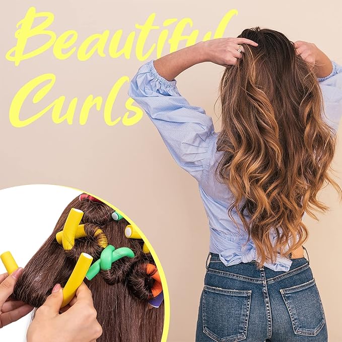 42 pcs 7" Flexi Rods,Hair Curlers Rollers Flexible Curling Rods,Heatless Bendy Foam Curls for Long,Medium,Short Hair to Sleep in,with Hair Dryer Bonnet for Quick Shaping(Black)