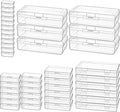 42 Pack Rectangular Clear Plastic Storage Containers Box with Hinged Lid & Labels for Beads and Other Small Craft Items (Mixed Sizes 3)