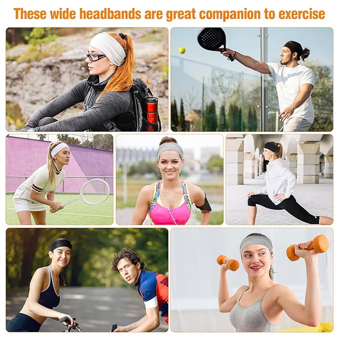 Cotton Wide Headbands for Workout Yoga, 9.3x4.7inch Non-Slip Headband for Mother's Day Sports Gift Large Thick Head Bands for Running Daily Wear