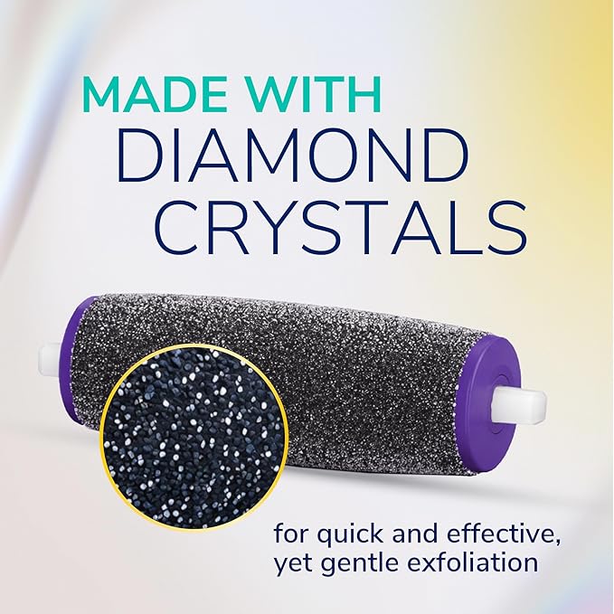 Dr. Scholl's Mixed Electric Foot File Roller Head Refills, 2 Count, with Diamond Crystals, Removes Hard & Dead Skin, Mixed Pack for Hard Skin, 1 Regular Coarse & 1 Ultra Coarse Refill