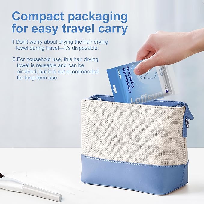 Hair Drying Cap, Ideal for Travel, No More Wet Caps in Luggage, Use Once & Discard, Short-Term Reusable, Absorbent Spunlace Non-Woven, Odorless Soft Skin-Friendly
