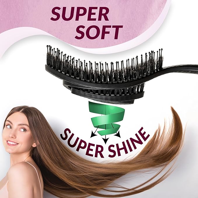marQus Detangle Boar Brush Women and Men, Exclusive Ultra-soft bending Bristles and Body - Glide Through Tangles With Ease For All Hair Types - Women, Men, Wet And Dry Hair, 1pcs Black Brush