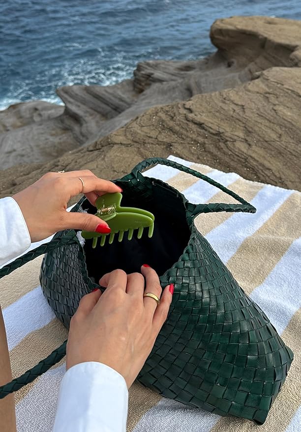 Luxury Green Claw Clip for Women | Our Acetate Green Hair Clip Feels Light, Looks Smooth and is Easy to Wear | Use for easy Half Ups with No Snagging and a Secure Grip in a Large Four Inch Size