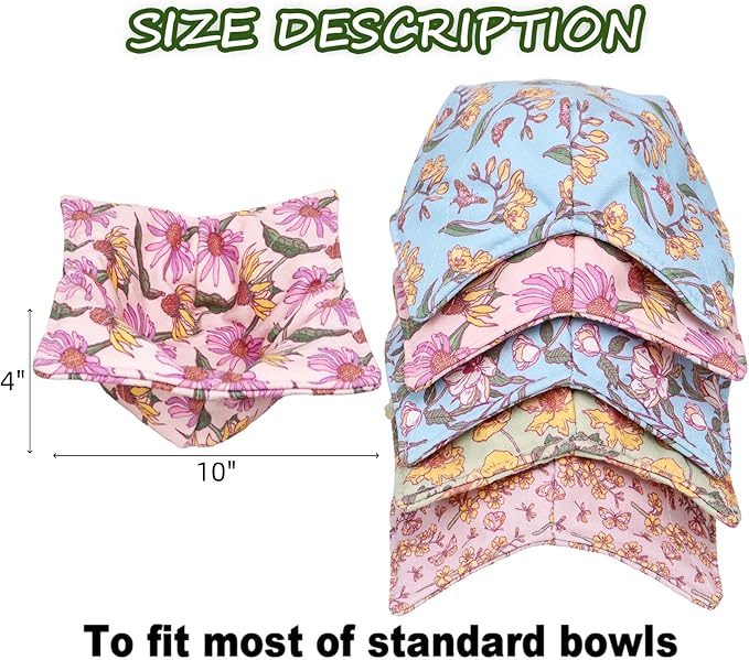 Cotton Microwavable Bowl Cozy, Microwave-Safe Hot Bowl Holders, Soup bowl Cozy Hot Pads (Vintage Floral)