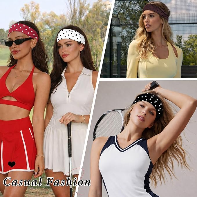 Headbands for Women Non-Slip Workout Hair Bands, 6 Pack Stretchy Athletic Soft Sweatbands, Elastic Cloth Fabric Headband, Fashion Head Bands for Yoga Running Sports Gym Sports Exercise