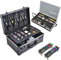 Professional Barber Case - Portable Barber Tool Case Hair Clipper Organizer with Combo Locks, Detachable Trays for Clippers, Shears, Razors, Trimmers - Secure Storage for Barbershop or Travel