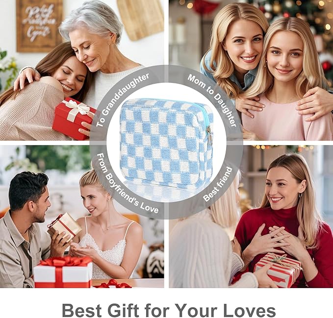 Sanitary Napkin Storage Bag, Menstrual Pad Zipper Bag Checkered Portable Period Bag Panty Liners, Tampon Storage Pouch for Women Ladies Daily Use Storage Purse Travel