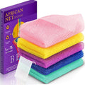 5 Pieces Exfoliating Washcloth Shower Towel African Net Sponge Japanese Wash Cloth Face Exfoliating Sponge Loofah Exfoliating Body Scrubber for Body Exfoliation