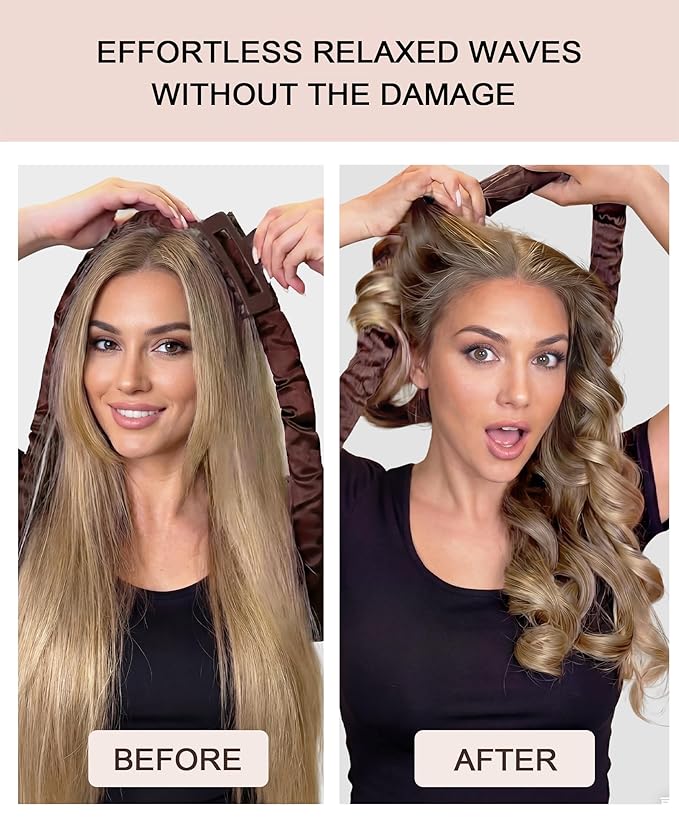 Heatless Curls Overnight Hair Curler to Sleep In Soft Jumbo Hair Rollers for Long Hair Blowout Look No Heat Overnight Curls, Satin Large Flexi Rods for Big Curl Heatless Curling Rod Set with Clip