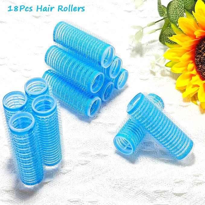 ZMD 18Pcs Self Grip Small Hair Curlers Rollers, Plastic Hair Curlers Heatless Salon Hairdressing Curlers DIY Curly Hair-Accessories for Women Girls Short Medium Thick Hair (0.8 x 2.4 Inch)