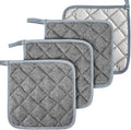 MAQIHAN Pot Holders for Kitchen - 4 PCS Cotton Pot Holder Set Hot Pads for Kitchen and Dining Essentials Decor and Accessories Gray 7 Inch Terry Cloth for Oven Cooking Baking Pans