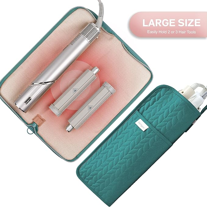 Hot Tools Organizer Heat Resistant Mat Case Hair Tools Holder Travel Bag Portable Hair Styling Tools Cover Pouch for Curling Iron,Flat Iron,Hair Straightener (Teal)