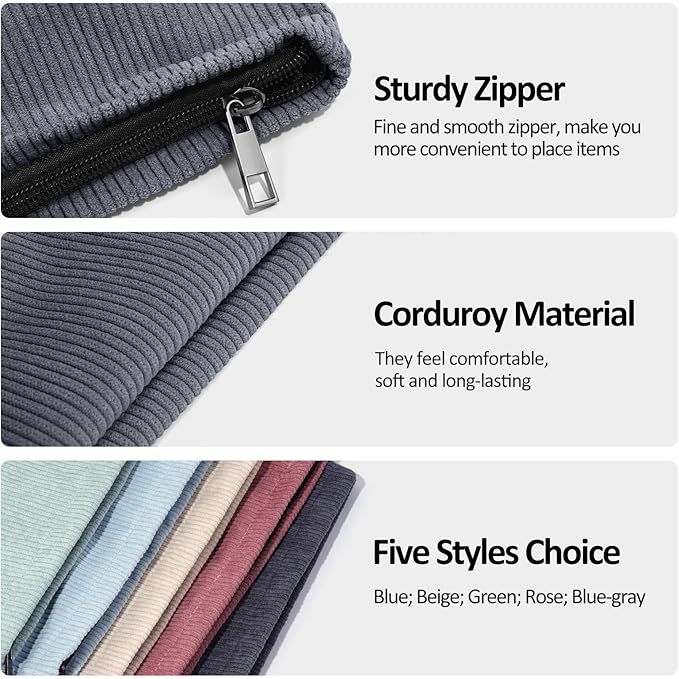 MAANGE Small Makeup Bag For Purse, Travel Cosmetic Bag Makeup Pouch Corduroy Portable Versatile Zipper Pouch For Women(GRAY)