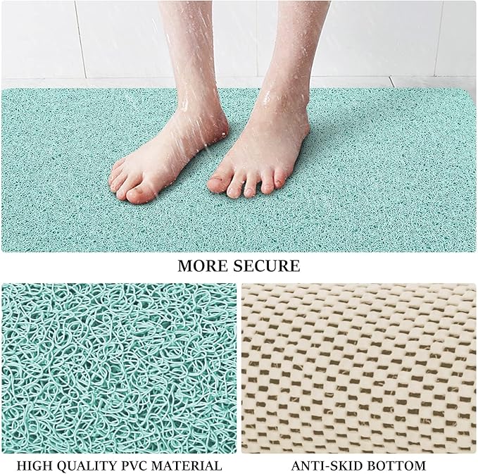 LuxStep Shower Mat Bathtub Mat,24x32 inch, Non-Slip Bath Mat with Drain, Quick Drying PVC Loofah Bathmat for Tub,Shower,Bathroom (Phthalate Free,Green)