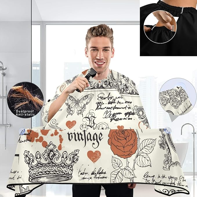 visesunny Professional Barber Cape Polyester Hair Cutting Salon Cape Apron Anti-Static Beard Bib Grooming Apron