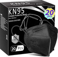 Hotodeal KN95 Face Masks 20 Pcs, Black Kn95 Masks for Adults, 5 Layers Cup Dust Mask for Men, Women, Healthcare/Essential Workers
