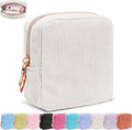 Period Bag for Girls, Corduroy Sanitary Napkin Storage Bag, Period Pouch & Tampon Holder, Feminine Care Organizer（Beige）