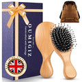 Mini Boar Bristle Hair Brush Since 1965 British Craftsmanship, Handmade Natural Wooden Small Hairbrush, Soft Bristles Gentle Detangling Smoothing Women Men Kids Long Curly Thick,Thin, Fine Hair