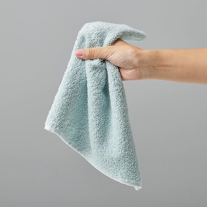 Amazon Basics Cotton Washcloths for Bathroom,Fast Drying,Extra Absorbent,12 x 12 in,Seafoam Green,Ice Blue,White,(Pack of 144)