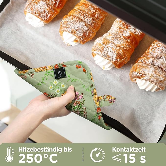 Pot Holders for Kitchen Heat Resistant Hot Pads for Countertops Oven Pot Holders Cotton Potholders for Kitchen Cooking Baking (Sweet Flowers)