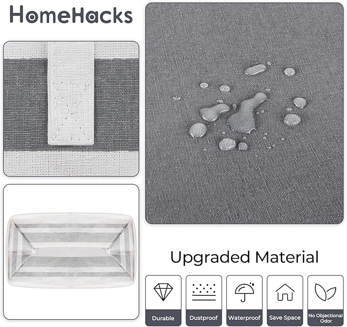 HomeHacks Laundry Basket,100L Each Waterproof, Freestanding Laundry Hamper, Collapsible Tall Clothes Hamper with Extended Handles for Clothes Toys in The Dorm and Family, 2-Pack Gradient Grey