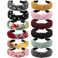VELSCRUN 12 Pack Boho Headbands for Women and Girls - Wide Hair Accessories, Gift Set