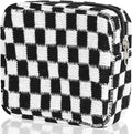 Sanitary Napkin Storage Bag, Menstrual Pad Zipper Checkered Portable Period Bag Panty Liners, Tampon Storage Pouch for Women Ladies Daily Use Storage Purse Travel