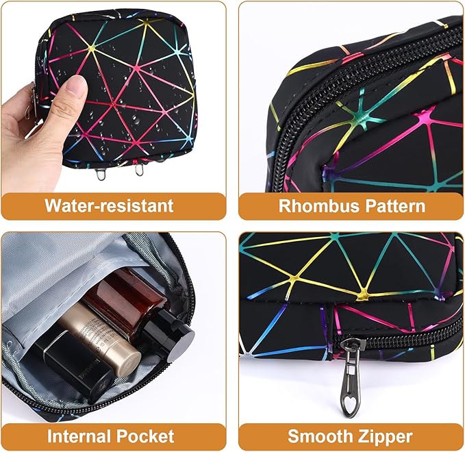 Period Bag for Teen Girls, Leather Sanitary Napkin Storage Bag, Portable Menstrual Pad Bag Period Pads Pouch, Small Make Up Bags