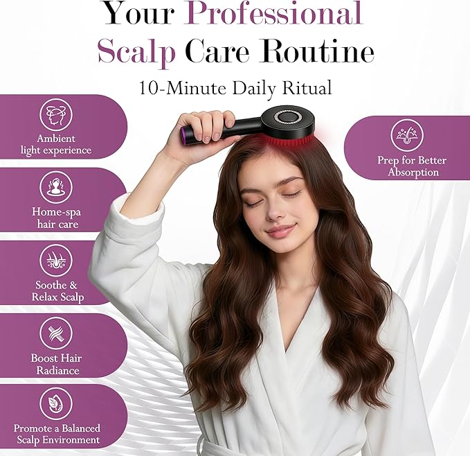 3-in-1 Rechargeable Scalp Massager Hair Growth Oil Applicator, Gentle Scratching & Kneading, IPX7 Waterproof, Electric Head Massage Tool for Home Spa, Portable Scalp Brush for All Hair Types