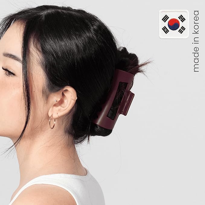 The Original Mello Hair Claw Clip Squishy Claw Clip Made in Korea Patent Pending 30021976 (Burgundy, Medium)
