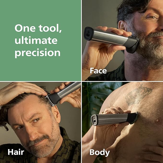 Norelco Philips All-in-One 7000 Series 22-Piece Trimmer - Electric Shaver and Clipper for Face, Beard, Head & Body, Self-Sharpening Full Metal Blades, 28 Length Settings (0.5-16 mm), MG7975/49