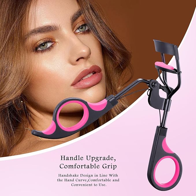 3-in-1 Professional Eyelash Curler Kit – Salon-Perfect Lashes at Home!Includes: Eyelash Curler (w/Replacement Pad), Eyebrow Tweezers & Curved Applicator Toolr – Travel-Friendly & Pain-Free (Red)