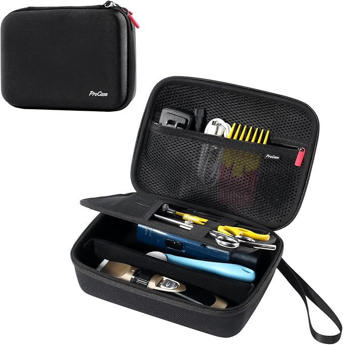 ProCase Hard Pet Grooming Tool Storage Case, Travel Organizer for Oneisall/Wahl Dog Clippers, Pet Shaver, Nail Trimmer and Accessories, Grooming Bag for Dog or Cat Grooming Kits Supplies -Black