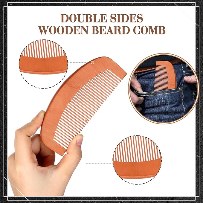 Maitys 10 Sets Beard Brush and Comb Set Bulk Boar Bristle Beard Brush Comb Scissors Kit Gifts for Men Father Colleague Employee Appreciation(Oval)