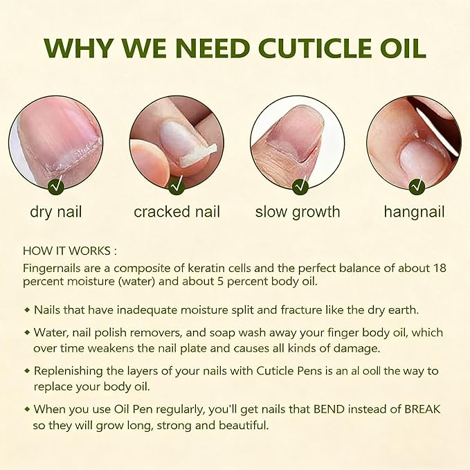 Cuticle Oil Pens - Light Scents Nail Oil Pen for Growth and Strength, Nail Care Mini Vitamins Oil Set with Natural Ingredients, Cutical Repair Bulk for Women Manicure (3 Random Scents)