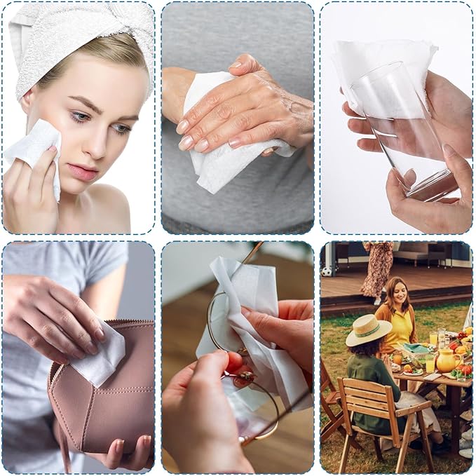 140 Pack Disposable Compressed Face Towels - 11x 7.87inch Portable Compressed Towel Tablets - Reusable Cotton Facial Towel for Travel, Outdoor, Camping, Hotel, Gym, Daily Use, Dog ,Beauty Salon