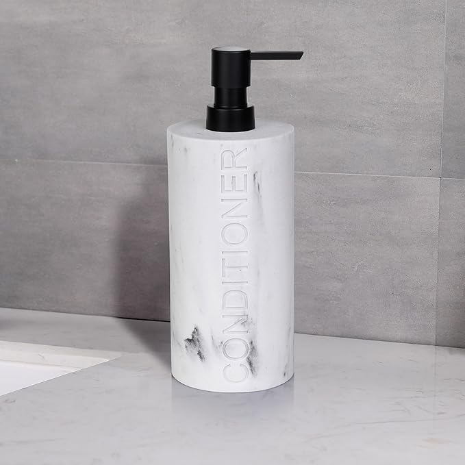 Conditioner Dispenser Luxurious Refillable Pump Bottle with Embossed Text, Durable Construction for Bathroom and Kitchen