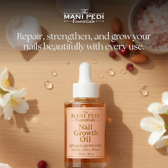 Natural Nail Growth Oil. Powerful Blend of Rosehip, Jojoba & Amond Oils. Promotes Stronger, Healthier Nails. Hydrates & Strengthens Cuticles for Faster Nail Growth - 1 Fl Oz