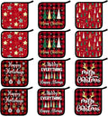 Bencailor 12 Pcs Pot Holders with Pocket Kitchen Hot Potholders Hot Pad Oven Mitts Cookie Bag Oven Gloves for Kitchen Gift Baking Cooking(Red,Classic)