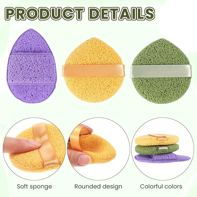 3 PCS Facial Sponges for Washing Face Reusable Soft Facial Sponges Exfoliating Sponge for Face Spong for Washing Makeup Removal, Travel Friendly Daily Cleansing Faces Scrubber