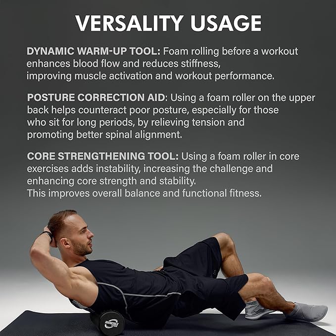 Invincible Fitness 17'' EPP Foam Roller for Deep Tissue Massage – Enhance Recovery, Relieve Pain, and Boost Mobility for a Stronger, Healthier You (Black)
