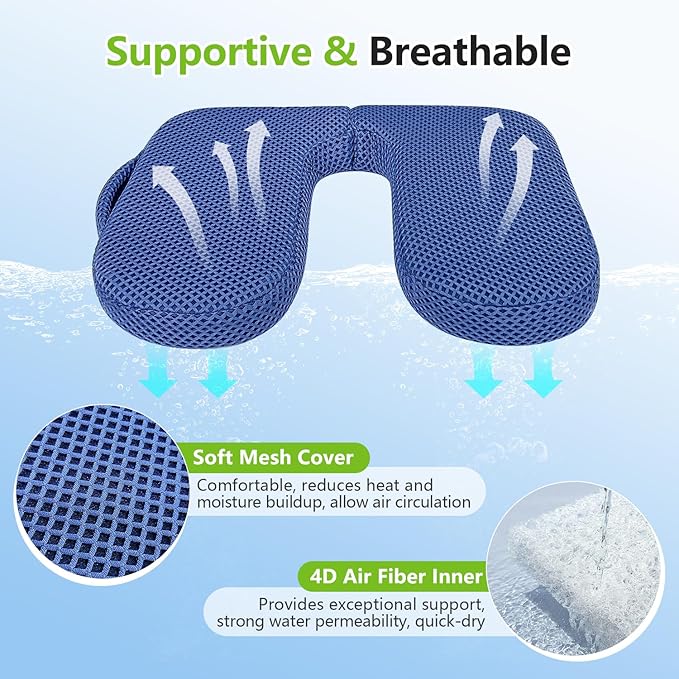 Shower Seat Cushion for Shower Bench, 2 Inch Thick U Shape Shower Chair Bathtub Cushion for Elderly Handicap, 4D air Fiber Chair Pad with Handle, Quick Drying Seat Mat for Shower Seats, Transfer Bench