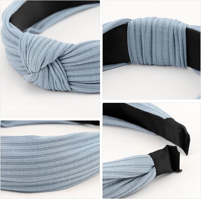 DRESHOW 8 Pack Knotted Headbands for Women Wide Turban Headband Yoga Exercise Ribbing Hair Hoop Hair Bands Accessories